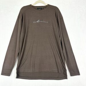 Mossimo Vintage 90s Y2k Embroidered Logo Long Sleeve Tee Men's Size Medium Brown